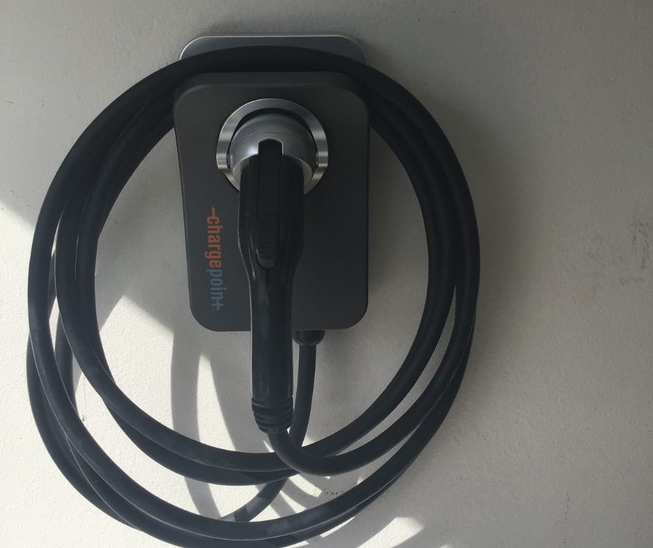 ChargePoint EV Charger installed in garage of Pacific Beach home by nearby electrician in San Diego
