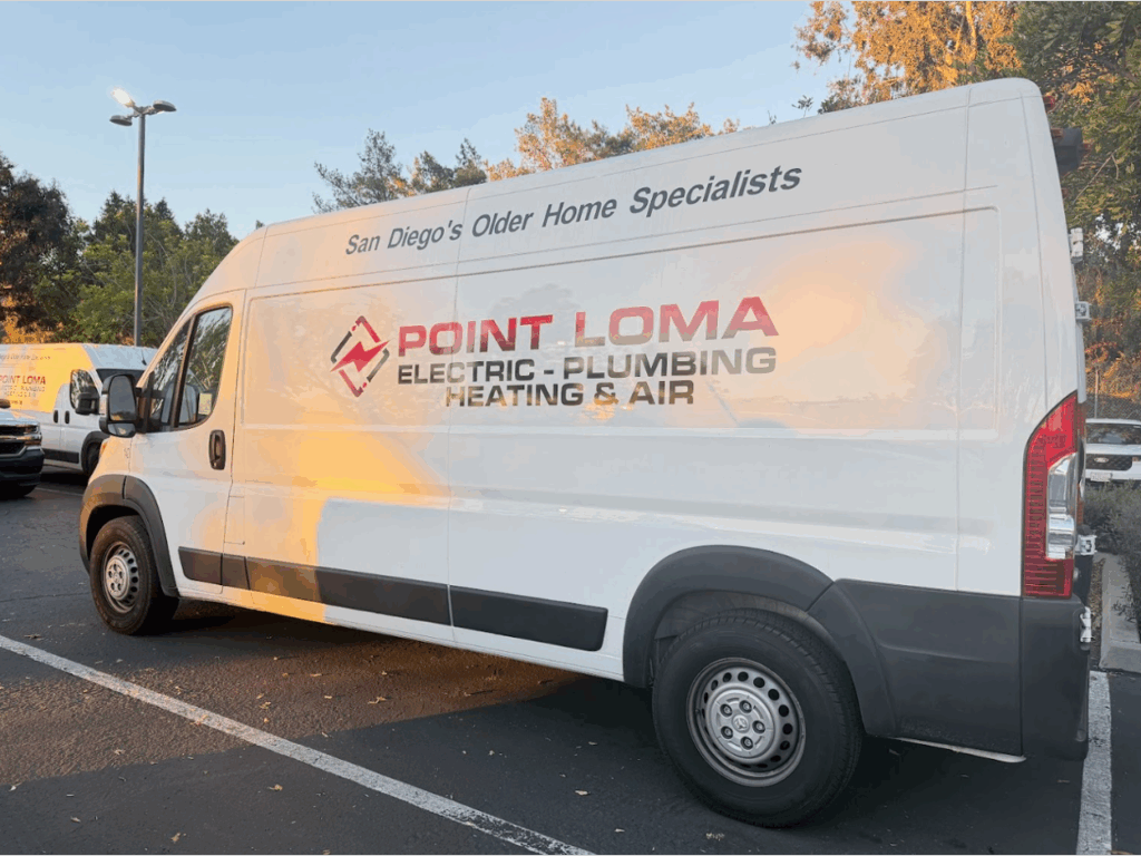 Point Loma Home Pros’ van parked in a parking lot
