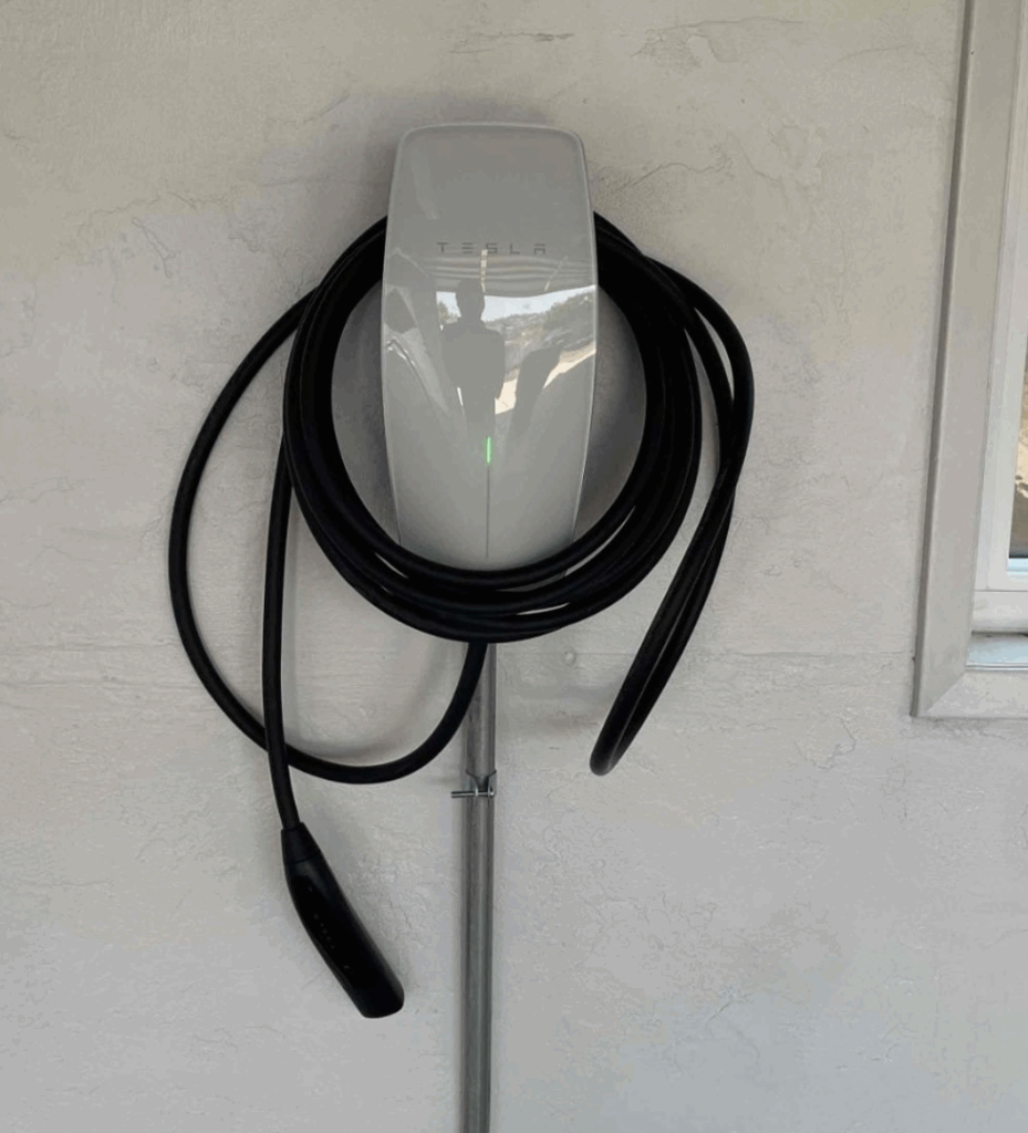 Tesla Wall Connector on a wall
