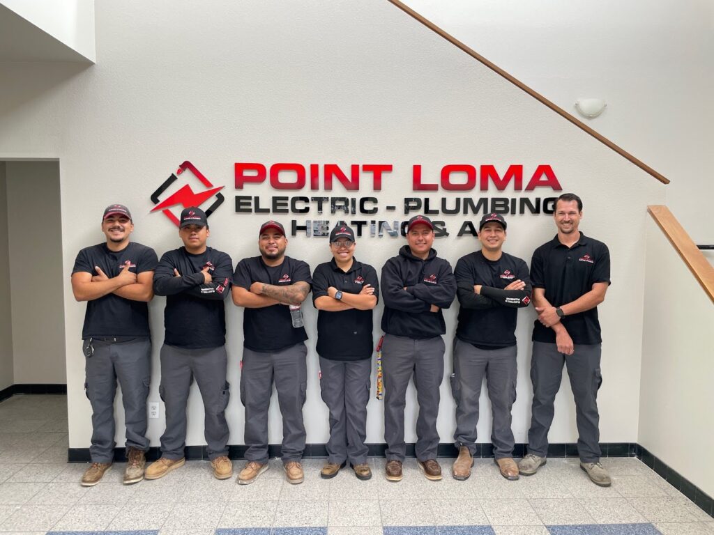 Point Loma Electric-Plumbing-Heating & AC team of seven uniformed professionals.