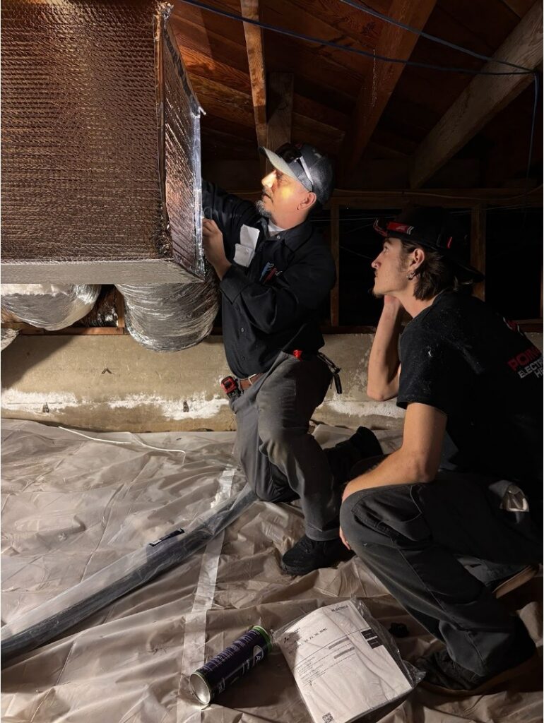 Point Loma Home Pros team repairing a furnace. 