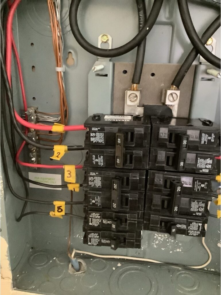 Residential electrical sub panel with Siemens circuit breakers