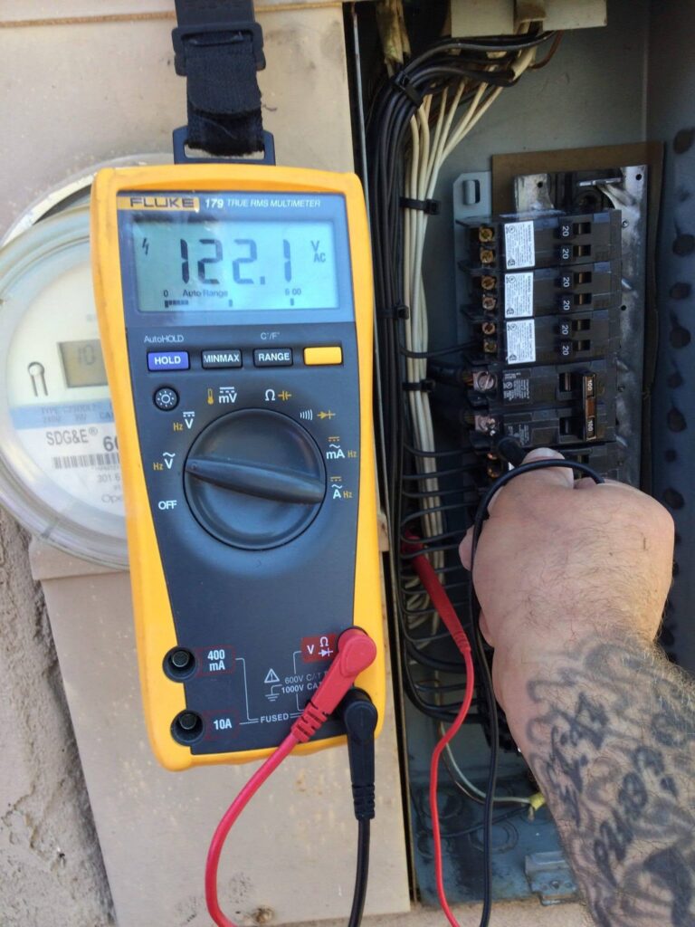Close-up view of an electrical panel being upgraded in El Cajon.