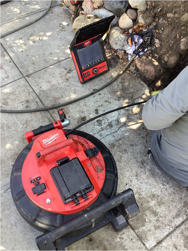 Camera inspection performed on a drain